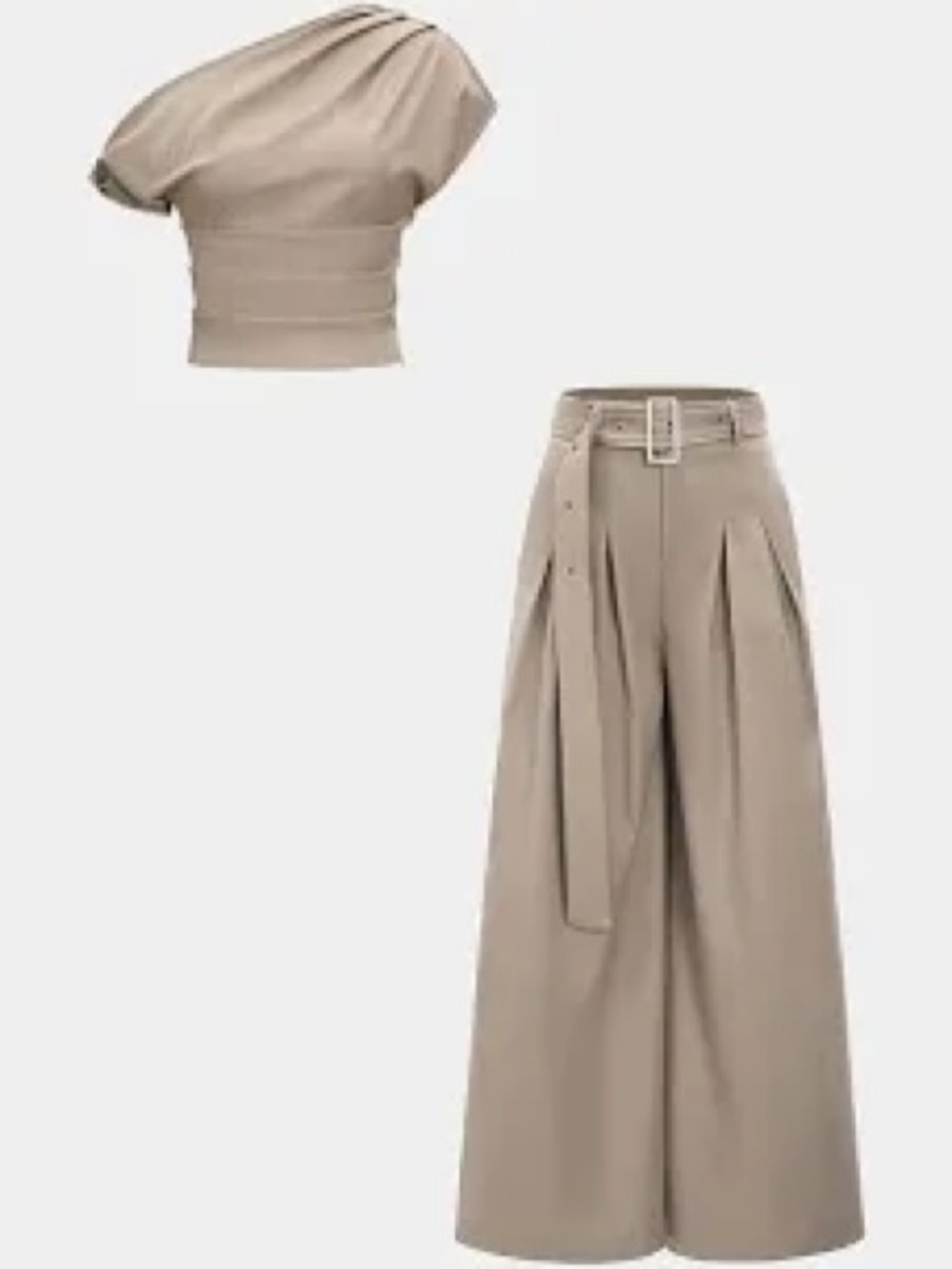 One-Shoulder Beige Crop Top - Women's Fashion Top